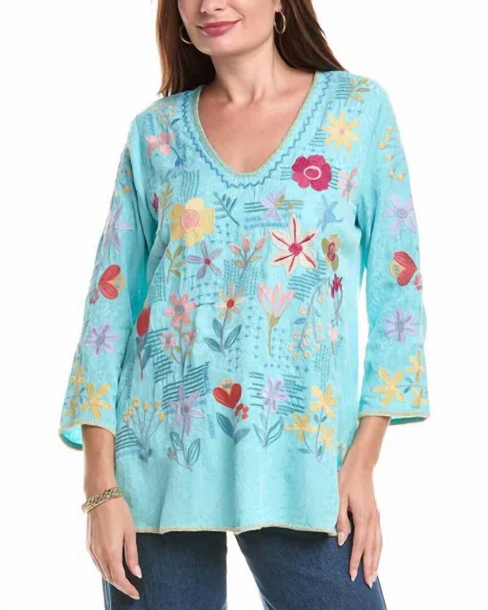 NEW JOHNNY WAS inji blouse in marine blue